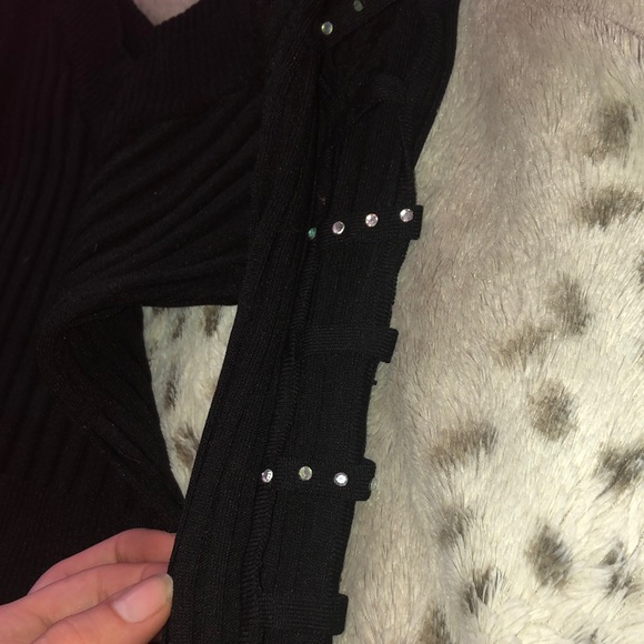 Y2K style long sleeve with slit in the arms with rhinestones all down the arm. - Picture 2 of 4